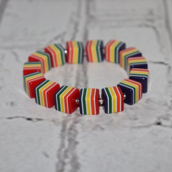NWOT Rainbow Chunky statement bracelet 7" - Picture 5 of 5